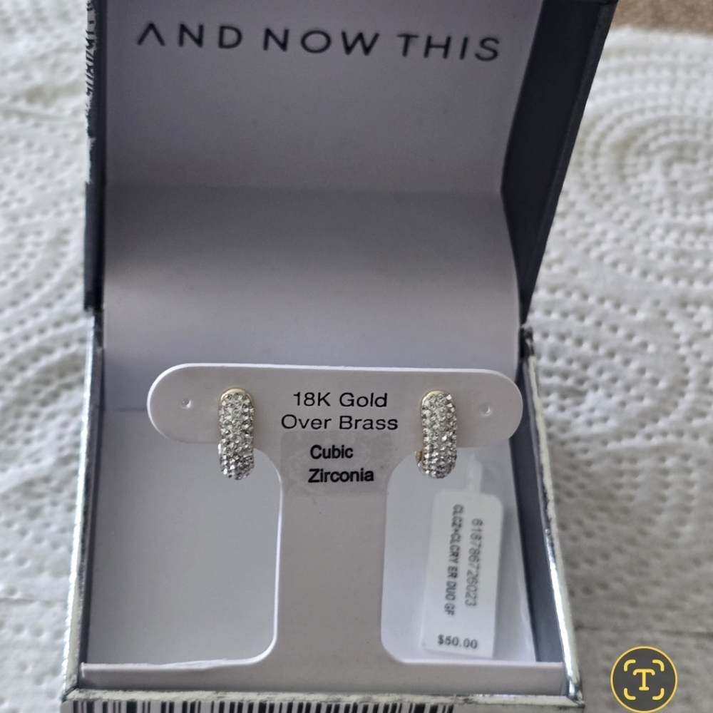 And Now This Hoop Earrings Silver 18k Gold Over Brass Cubic $50